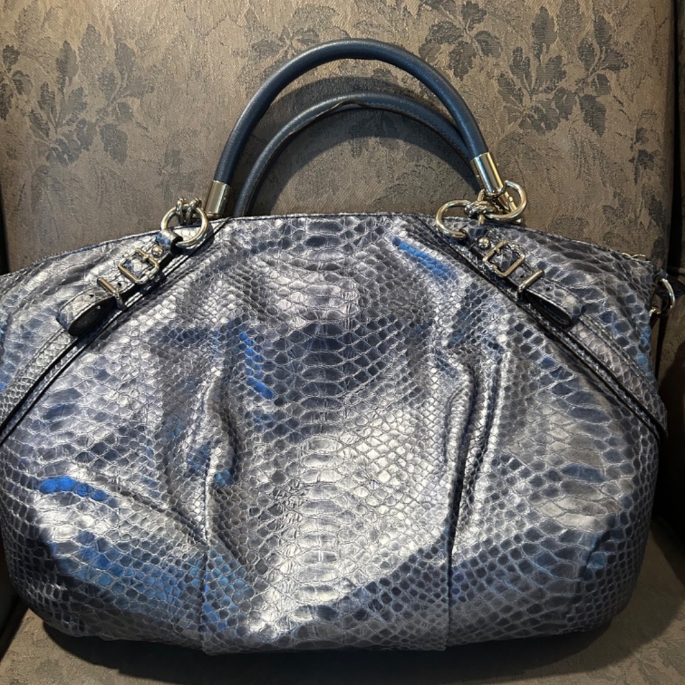 Coach Madison Python Embossed Denim Blue Leather … - image 4